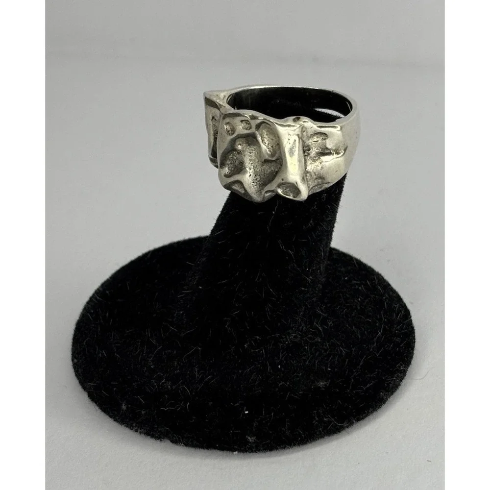 Sterling Silver Brutalist Abstract Ring Size 7 Artisan‎ Modernist Chunky